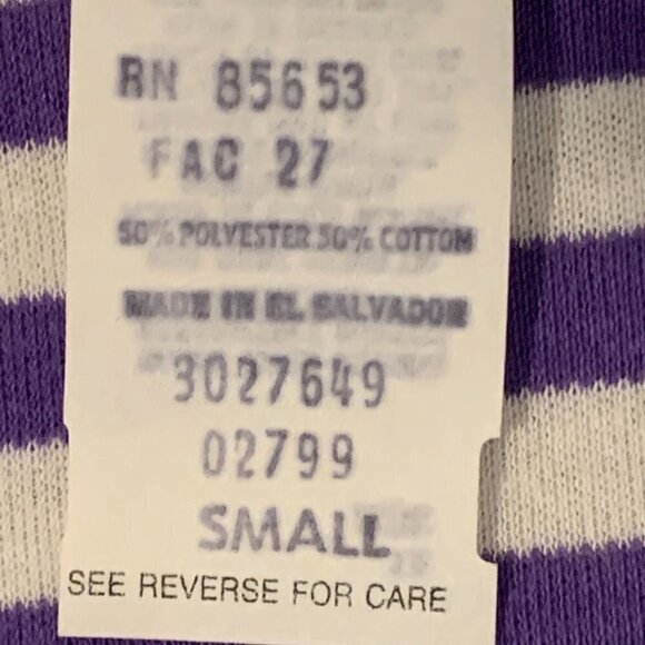 VTG Koret Francisca Purple & White Striped Short Sleeve Top Sz PS #39L - Picture 6 of 7